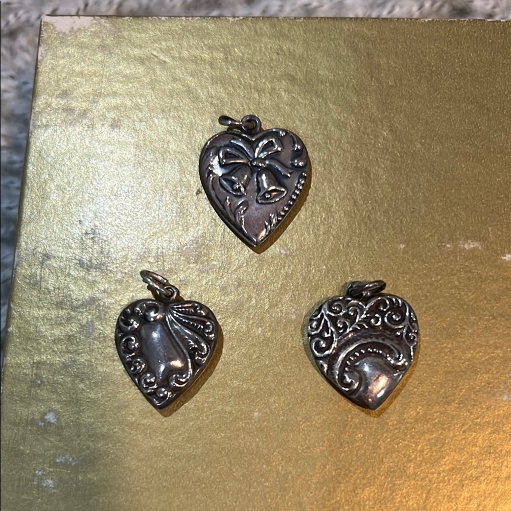 Vintage Silver Heart Pendant Set